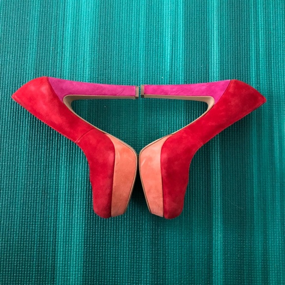 Tri Tones Steve Madden Suede Platform heels sz 8 - Picture 2 of 6